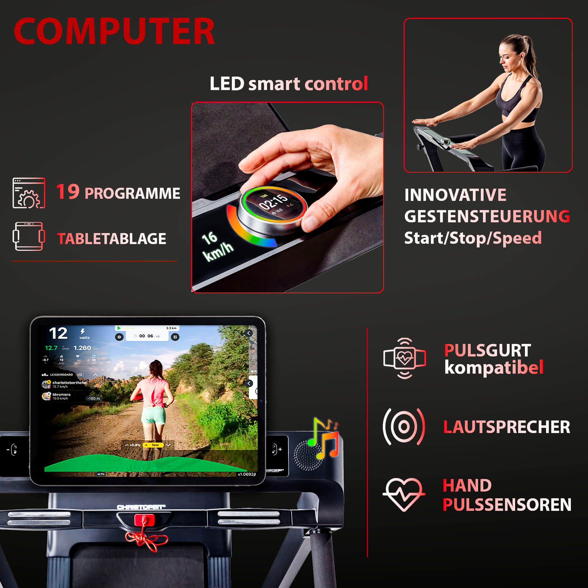 Laufband TM 3000 S mit Gestensteuerung