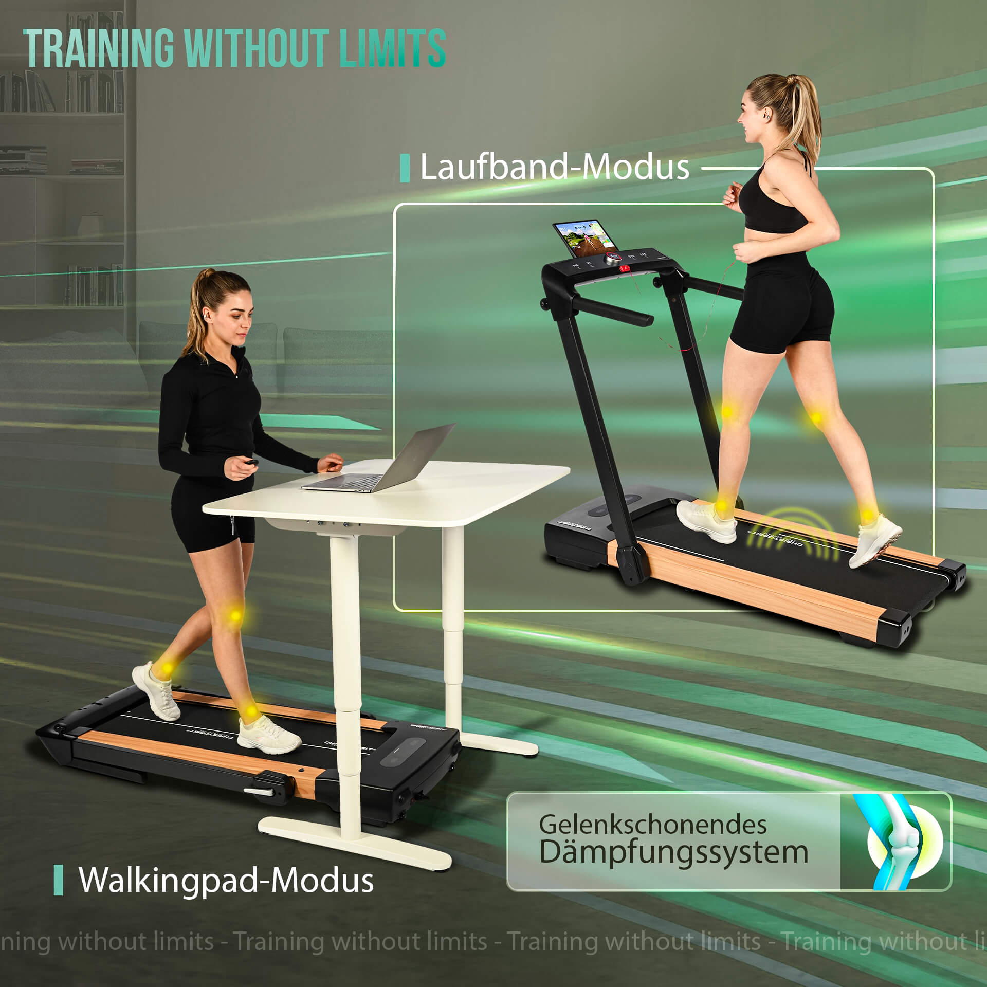 Laufband 2 in 1 Holzlook