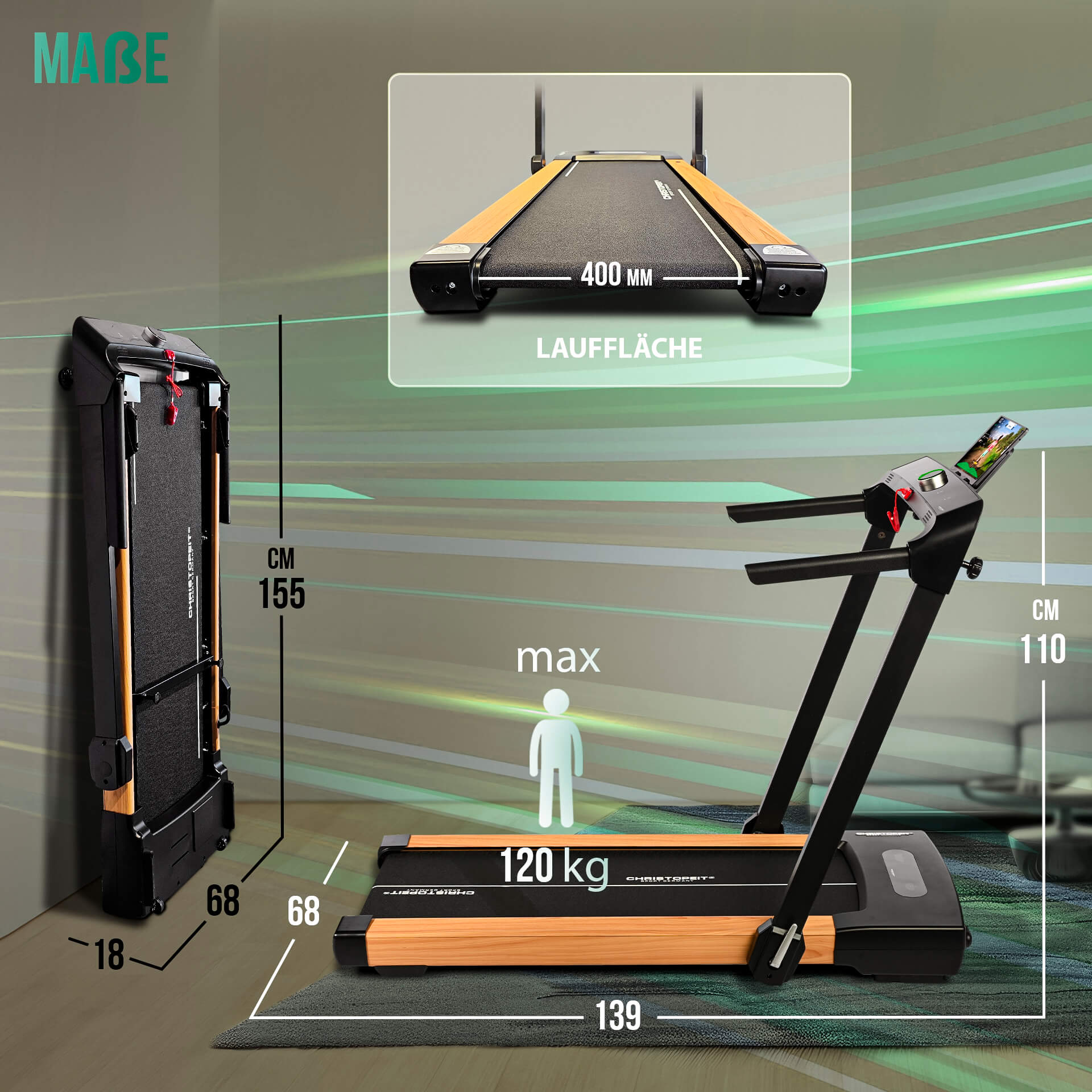 Laufband 2 in 1 Holzlook